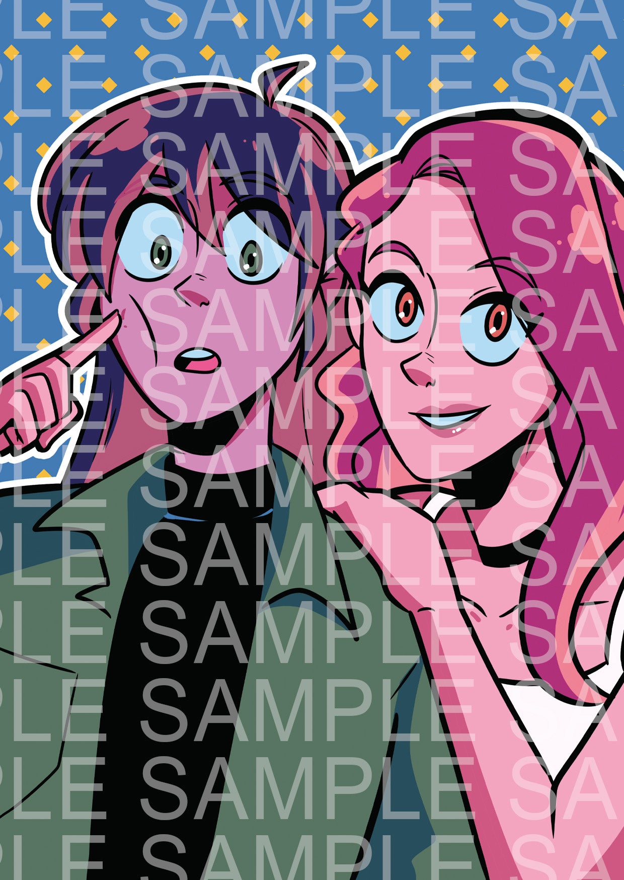 Postales Emma y Tara Azul-Magenta